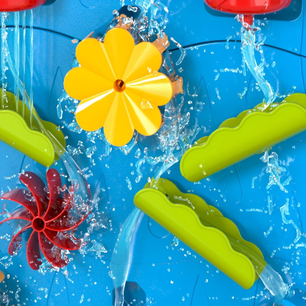 Kids Waterfall Water Table Play Set -Blue- Double-Sided Waterfall Discovery Wall, With Shovels, Buckets, Sea Creatures for Outdoor Backyard Beach Sensory Play, Gift for Boys Girls Age 3+