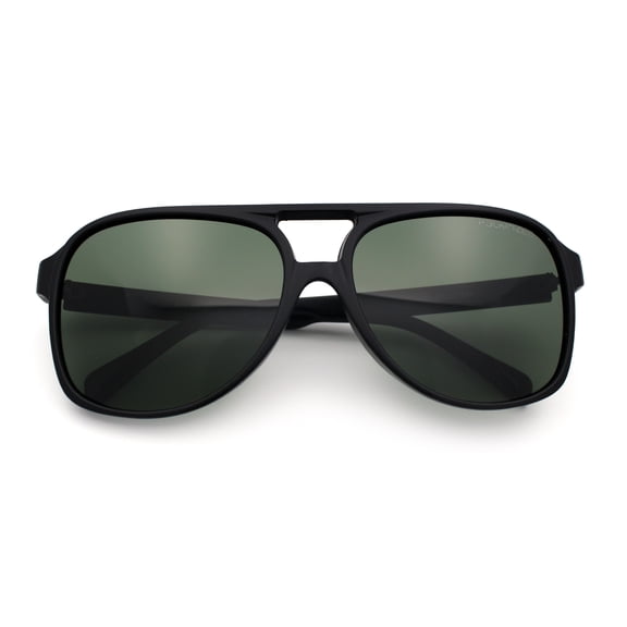 Polarized Mens Classic Oversized Racer Sport Plastic Sunglasses Matte Black - Green
