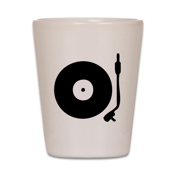 CafePress - Vinyl Record Turntable - White Shot Glass, Unique and Funny Shot Glass