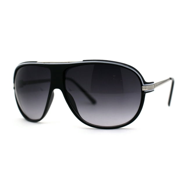 Lunettes de Soleil Rétro Oversize Sportives Classiques pour Hommes Mobster Noir Blanc Fumée