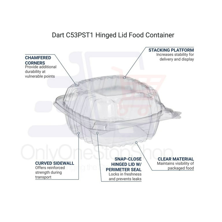 DART [100 Pack] 5 Containers Clear Hinged Plastic Food Take Out To-Go/Clamshell