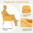 thumbnail image 4 of Yellow Velvet Accent Chair with Metal Legs - Modern Upholstered Barrel Chair, 4 of 10