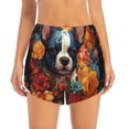 thumbnail image 4 of Lsque Cute Colorful Flower French Bulldog Printed Women's Running Shorts with Liner Pockets,Elastic Quick Dry Workout Athletic Gym Yoga Shorts,Womens High Waist Shorts-Large, 4 of 9