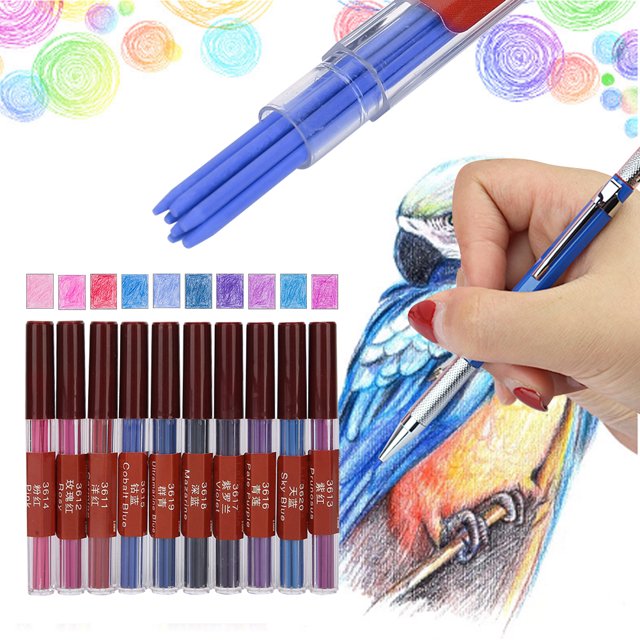 Mèches de Crayon Recharges de Crayons Mèches de Crayon Mécaniques Recharges de Crayons Automatiques Mèches de Crayon 2,0 mm 10 Pcs Mèches de Crayon Mécaniques Automatiques 2,0 mm Recharges Colorées pour Peinture Écriture