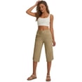 thumbnail image 5 of Nestiefly Womens Capri Pants with Pockets Straight Leg Yoga Capris Leggings Mid-Calf Capris Workout Summer Khaki L, 5 of 7