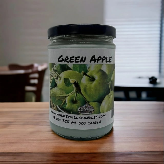Green Apple Vegan Coconut Soy 12 oz/ 355 ml Candle Hand-poured, Eco-friendly, Clean Burning, Fruity