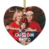 Custom Photo Ornaments for Christmas 2024, Personalized Heart-Shaped Ceramic Christmas Ornaments, Xmas Tree Hanging Decoration, Holiday Keepsake Decor Gifts for Family Friends Couples, 1 Pack