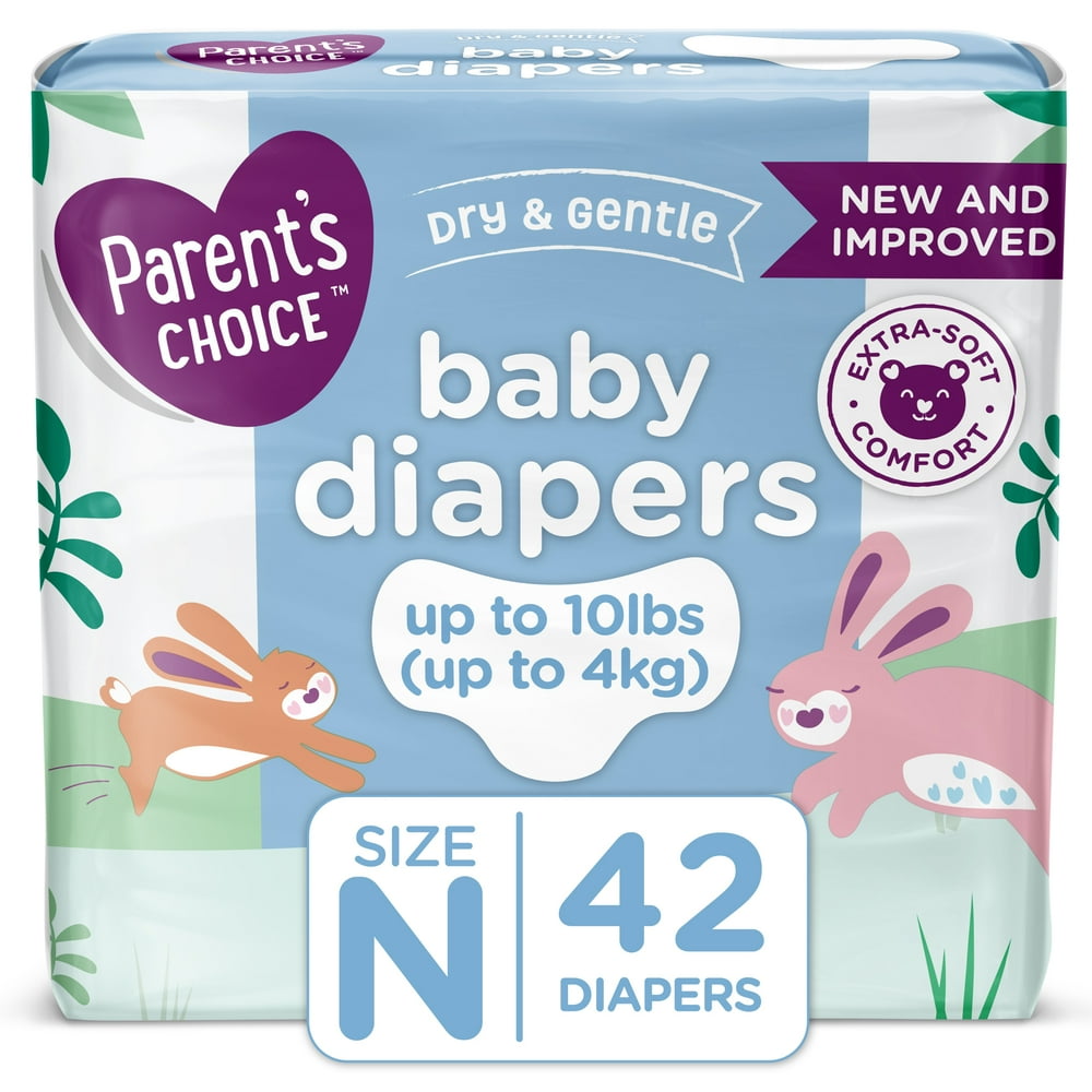 Parent's Choice Dry and Gentle Baby Diapers, Size 0 Newborn, 42 Count
