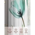 thumbnail image 6 of Teal Tulips Sheer Curtains for Living Room Bedroom, Light-filtering Sheer Curtain, Floral Green Leaf Rod Pocket Voile Window Treatment Drapes, 52’’Wx108’’L, 2 Panels Set, 6 of 7