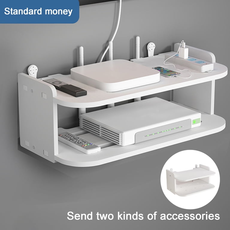 Router Storage Shelf GLEAVI Wall Mount Router Shelf - No Drilling Cable ...