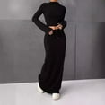thumbnail image 2 of Women's Long Sleeve Maxi Dress Two-Piece Set - Fashionable, Casual & Comfortable Outfit, Perfect for Daytime Events and Relaxation,Black,L, 2 of 4