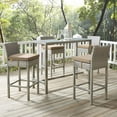 thumbnail image 2 of Contemporary Modern Urban Designer Outdoor Patio Balcony Garden Furniture Bar Side Stool Chair, Set of Four, Fabric Rattan Wicker, Light Brown, 2 of 5