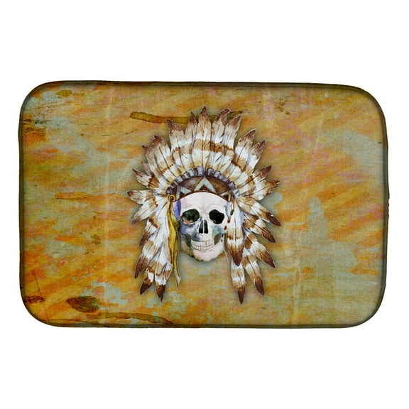 Caroline's Treasures Day of the Dead Indian Skull Dish Drying Mat
