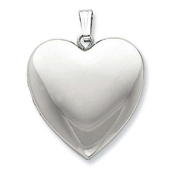 Picturesongold.Com Sterling Silver Large "Plain" Heart Locket Necklace Pendants - 1 inch x 1 inch