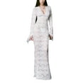 thumbnail image 2 of Women´s Long Fitted Dress Long Sleeve V Neck Evening Dress Lace Floral Party Dress, 2 of 9