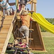Backyard Discovery Endeavor Cedar Wood Swing Set, Slide, Play Deck, Rock Wall, Rope Ladder