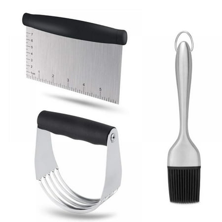 

Brand Clearance! Pastry Cutter Set Dough Cutters and Scraper Bread Making Tool Including Stainless Steel Pastry Scraper Cutter Dough Blender and Dough Brush(3 pcs）