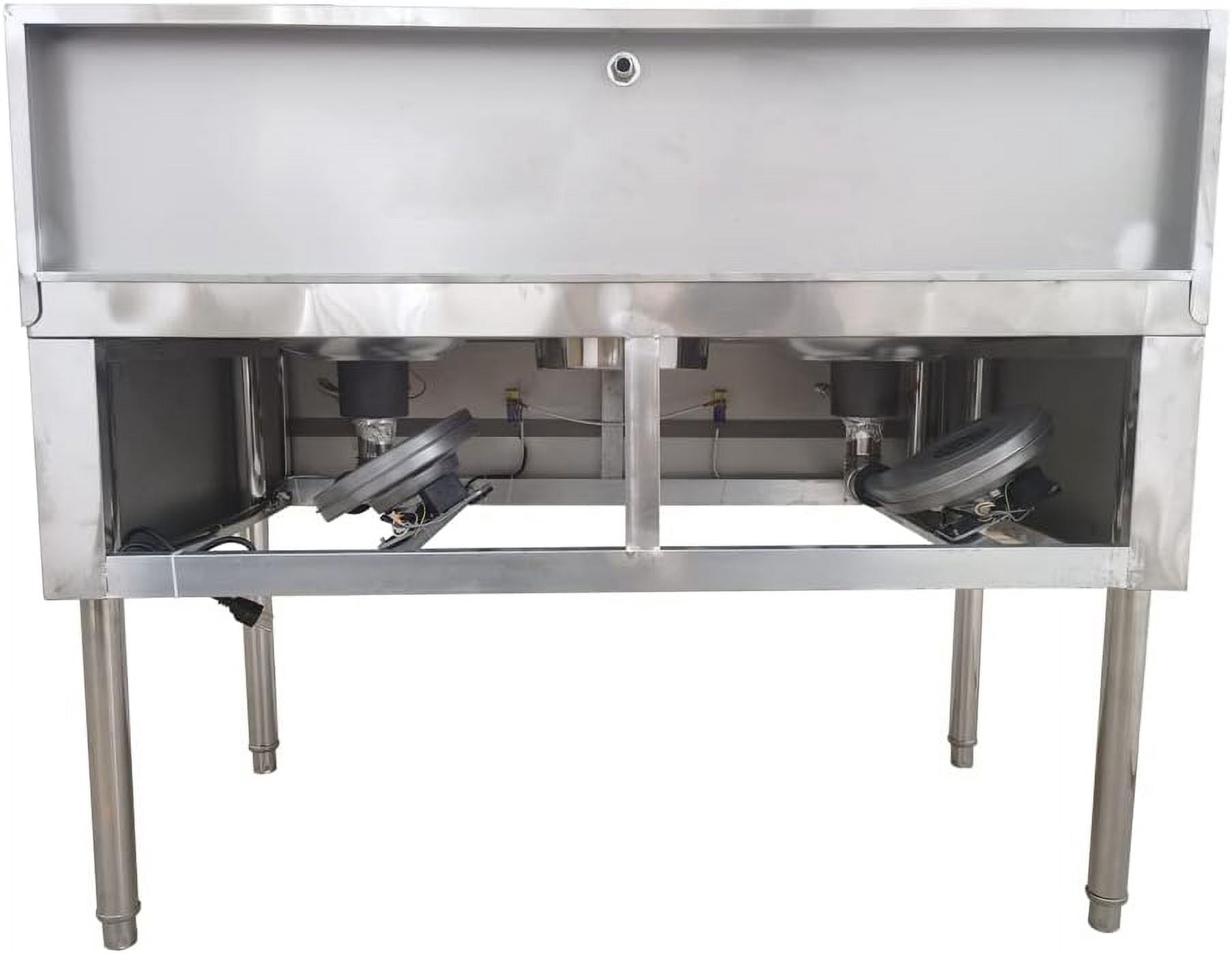 PreAsion Commercial Double-head High Fire Stove With Baffle and Water Basin Wok Range Burner Stainless Steel 12.2" 110V