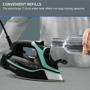 Rowenta Steam Force+ Iron for Clothes, Stainless Steel Soleplate, 1850 Watts, 400 Microsteam Holes, Garment Steamer, Black & Blue, DW9440U1