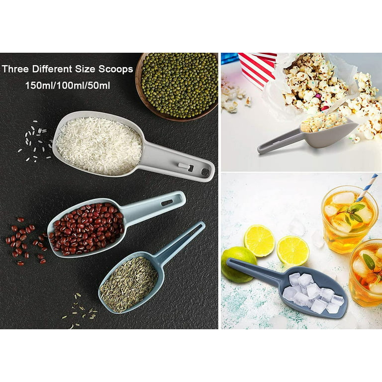 Set of 3 Scoops for Canisters, Plastic Flour Scoop, Ice Scooper for Canisters, Flour, Powders, Dry Foods, Candy, Popcorn, Coffee Beans Pet Food