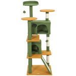 CoSoTower 54" Cat Tree, Multi-Level Cat Tower with Scratching Posts, Cat Condos, Bed, Platforms, Ramp, Toy Ball, Green
