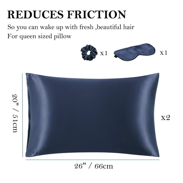 Navy satin pillowcase hot sale