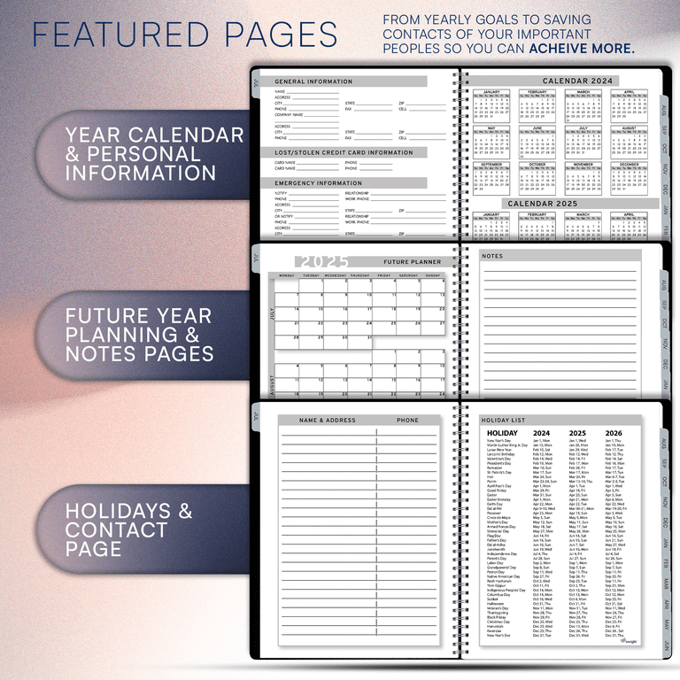 ensight-2024-2025-appointment-book-planner-for-business-personal-use-black-daily-weekly-monthly-tabs-walmart-com