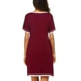 thumbnail image 5 of EFINNY Women's Nightdress Nightgown V Neck Sleep Shirt Contrast Color Loungewear Short Sleeve, 5 of 8