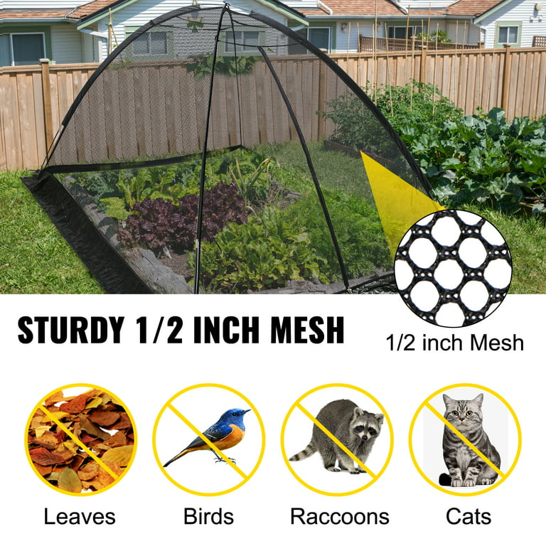 VEVORbrand Pond Cover Dome, 7x9 ft Garden Pond Net, 1/2 inch Mesh Dome Pond  Net Covers with Zipper and Wind Rope, Black Nylon Pond Netting for Pond