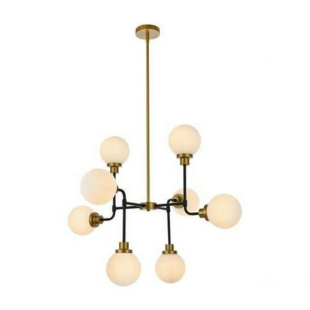 

Hanson 8 Lights Pendant In Black with Brass with Frosted Shade