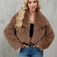 thumbnail image 7 of Womens Winter Faux Fur Coats Fleece Cropped Jacket Lapel Open Front Long Sleeve Shaggy Warm Outerwear Fall Clothes, 7 of 7