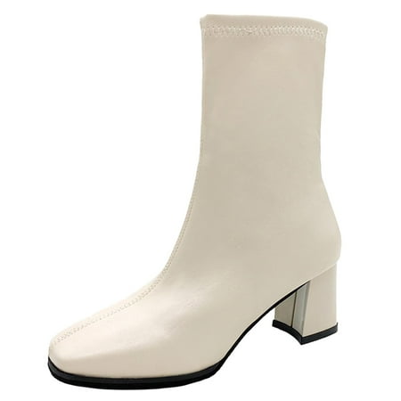 

qipaqil Fashion Autumn And Winter Women Ankle Boots Chunky Heel Medium Heel High Top Womens Heel Booties And Boots