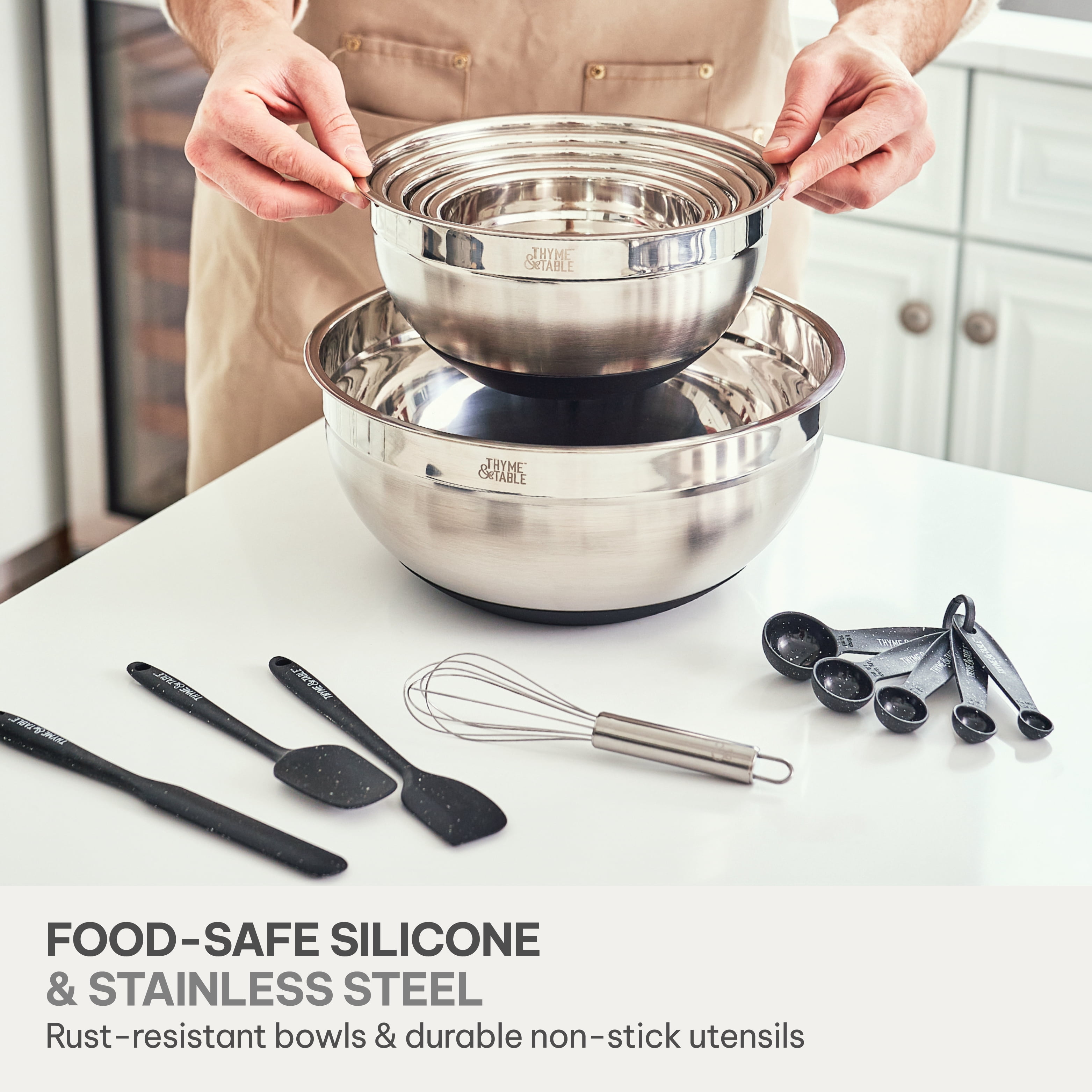 Thyme & Table, 32 Piece Stainless Steel Mixing Bowls and Food Prep Set