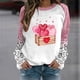 thumbnail image 3 of Gibobby Sudadera con forro polar Mujer Sudadera informal de manga larga con cuello redondo y estampado de amor del día de San Valentín para mujer (estilo 4)(Café, XXL), 3 of 4