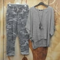 thumbnail image 1 of Ensembles pour Femmes Liquidation Ensemble Chemise à Manches Courtes Col Rond Imprimé + Pantalon Gris m, 1 of 8