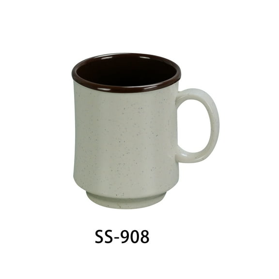 Yanco SS-908 Sesame Two-Tone Coffee/Tea Mug, 8 oz Capacity, 3.75" Height, 3" Diameter, Melamine, Pack of 48