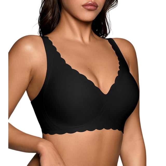 Sujetador inalámbrico ULTREAGLE para mujer, bralette de cobertura total, negro