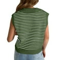thumbnail image 5 of Plebaso Women's Sweater Vests V Neck Collared Striped Crochet Knit Vest Pullover Tank Top for Women, 5 of 6