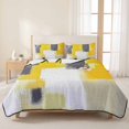 thumbnail image 3 of Full Quilt Set 78''x90'', Yellow Grey Lightweight Summer Bedspread Coverlet Set with 2 Pillow Shams, Modern Abstract Oil Painted Geometric Breathable All Season Quilt Bedding for Bedroom/Guest Room, 3 of 9