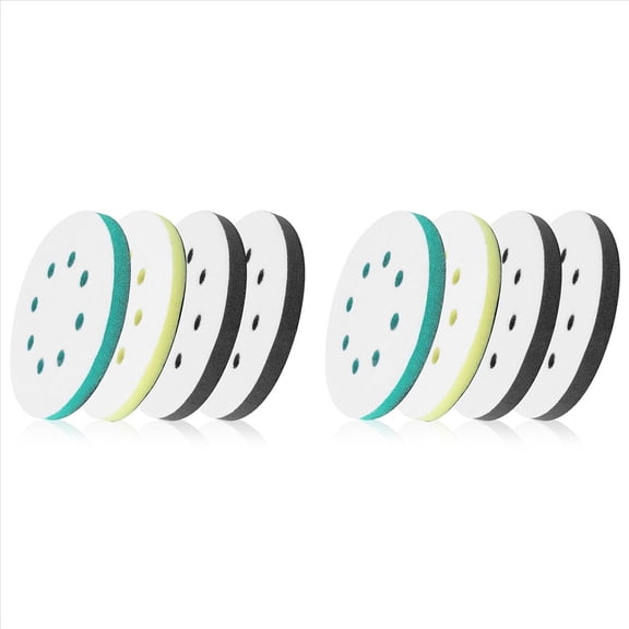 8 Pack Foam Sanding Pads for Orbital Sander, 5 Inch 8 Holes Orbital Sander Surfprep Foam Pad