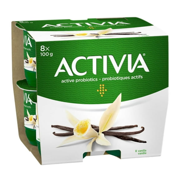 Activia Yogurt with Probiotics, Vanilla Flavour, 100g (Pack of 8), 8 x 100g