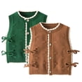 thumbnail image 3 of Chenyin 1-7 Years Girls Sweaters Vest Spring Fall Double Side Tie Cardigan Knit Sweater Sleeveless Jacket Button Front Waistcoat Outerwear for Baby Toddler Kids, 3 of 9
