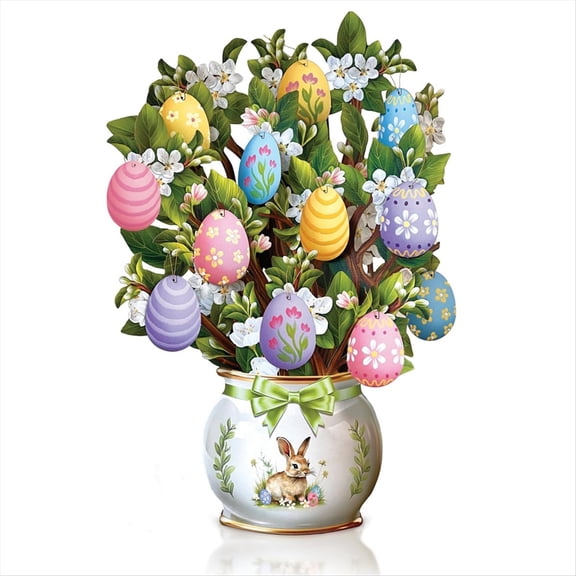 Paper -Up Cards, Easter Egg Tree, Life Sized Forever Flower Bouquet 3D Popup Greeting Cards with Blank Note Card
