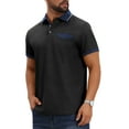 thumbnail image 5 of INSPIRE CHIC Men's Golf Short Sleeve Western Retro Stretch Color-Block Business Polo Shirt S Black, 5 of 6