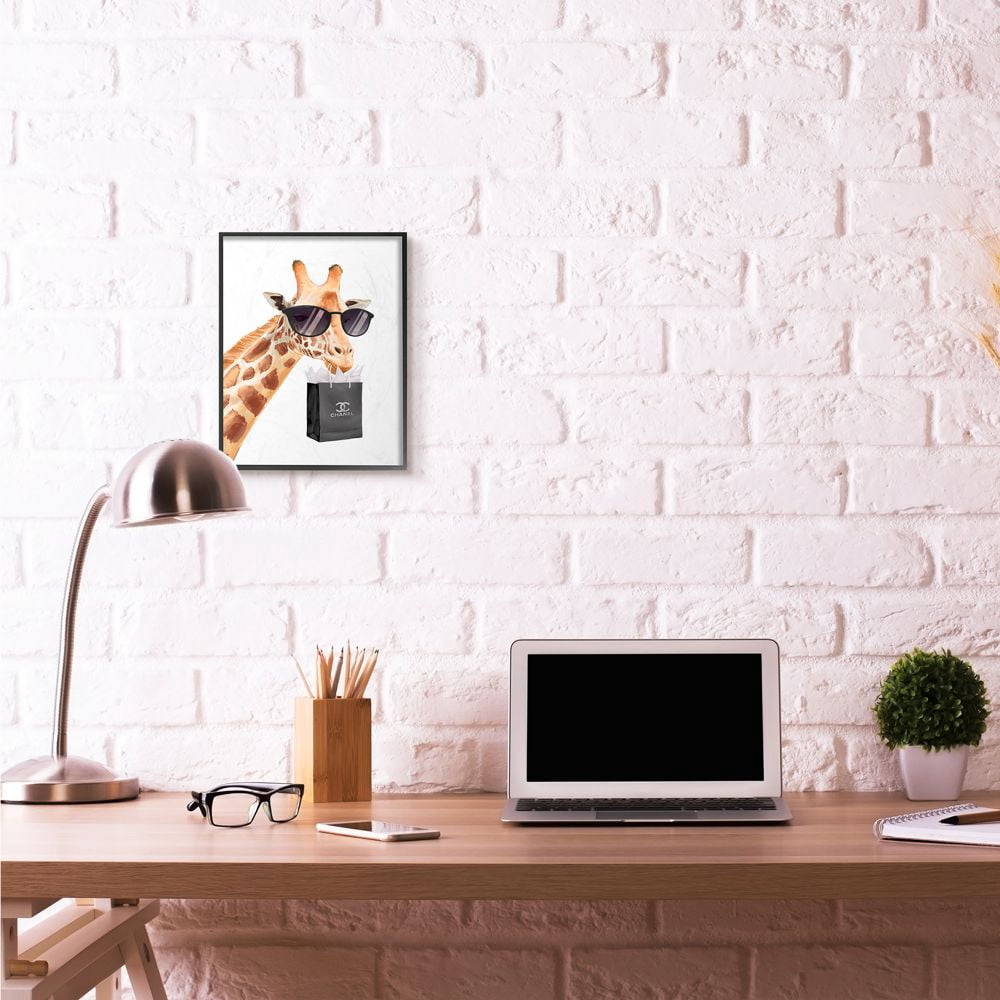 Glam Fashion Giraffe Animal Painting Framed Giclee Texturized Art by Ziwei Li