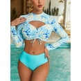 thumbnail image 1 of Charmo Maillot de Bain Deux Pièces Imprimé pour Femmes Bas Unis Tankini à Nouer dans le Dos, 1 of 5