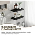 thumbnail image 5 of 36 Inch Floating Shelves, 12 Inch Deep Floating Shelves for Wall, Floating Shelf with Invisible Brackets, Deep Shelves for Bathroom, Bedroom, Living Room, 2 Pack, Walnut, 5 of 14