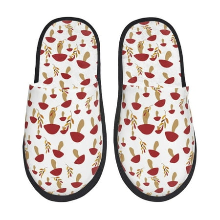 

Rateoe Red Mushroom Pattern Fuzzy Slippers Fuzzy Soft House Slippers Plush Furry Warm Cozy Open Toe Fluffy Home Shoes-Large