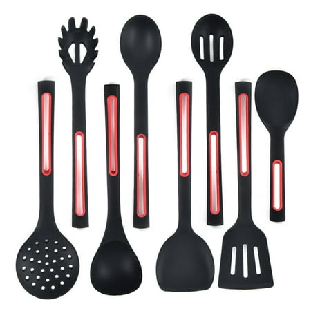 

Silicone Kitchenware Non-Stick Kitchen Cooking Utensils Lightweight Design Coated Pan Pot Safe Kitchen Gadgets Red 1 Slotted Spoon