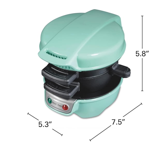 Breakfast Sandwich Maker with Egg Cooker Ring, Customize Ingredients, Perfect for English Muffins, Croissants, Mini Waffles, Perfect White Elephant Gifts, Mint